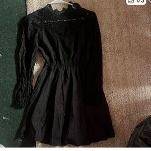 SHEIN Black Long Sleeve Lace Dress